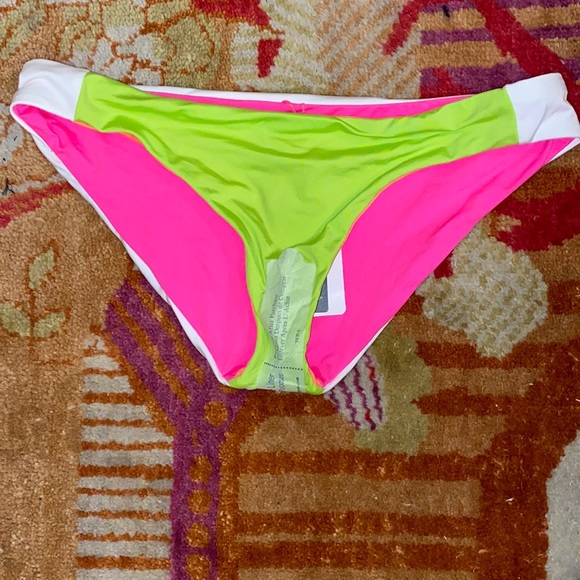 Soluna swim L large reversible bikini bottoms white pink orange NWT making wave - Picture 1 of 5